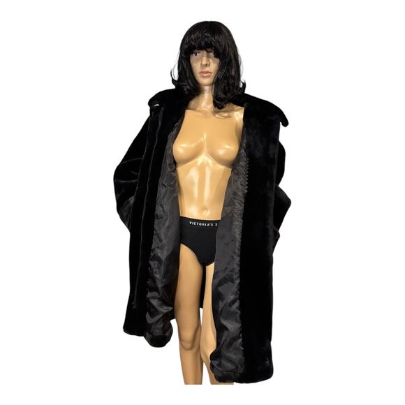 Vintage 90s dennis basso faux fur coat Toggle button & removable hood size large - Picture 12 of 17